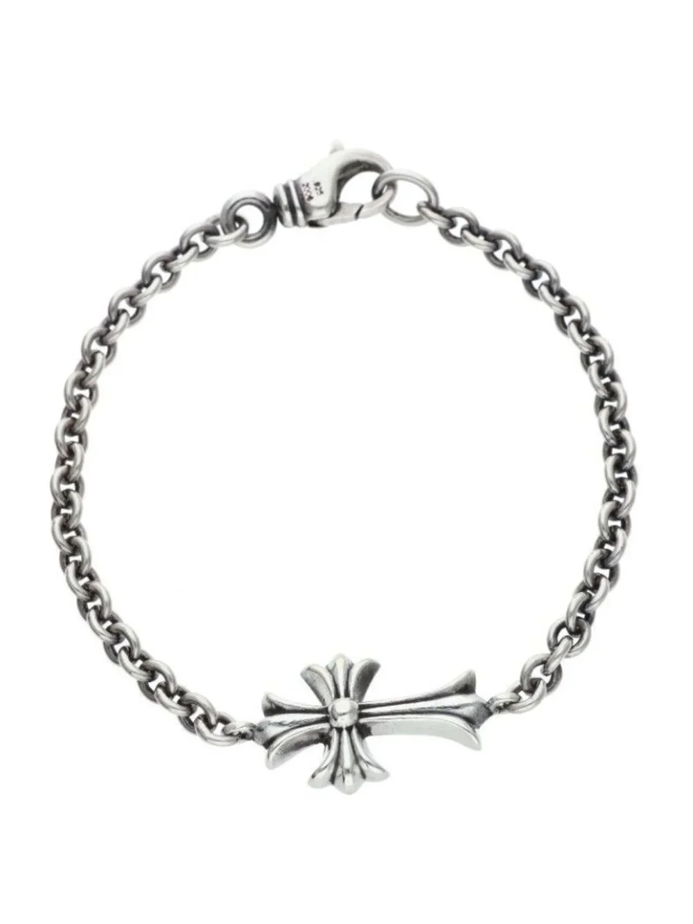 Chrome Hearts Chn Tny CH Crs Tiny CH Cross Chain Silver Bracelet